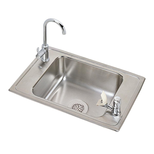 Pacemaker Stainless Steel 25 X 17 X 6-1/2 Single Bowl Top Mount Classroom Ada Sink And Faucet Kit